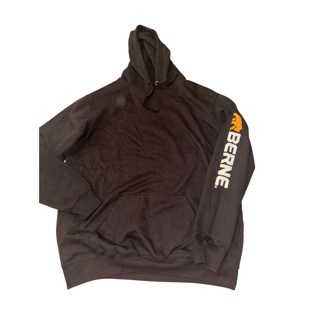 BERNE Black Hoodie Pullover Graphic Print Mens Size xl‎ heavy Weight